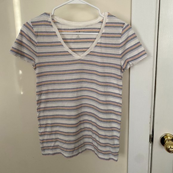 GAP XS Striped V-Neck T-Shirt - Picture 1 of 2